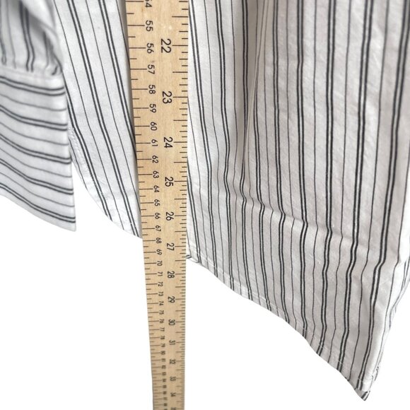 LOFT Striped Drawstring Tunic Shirt Top Small White Gray Business Casual Stretch - Picture 10 of 12